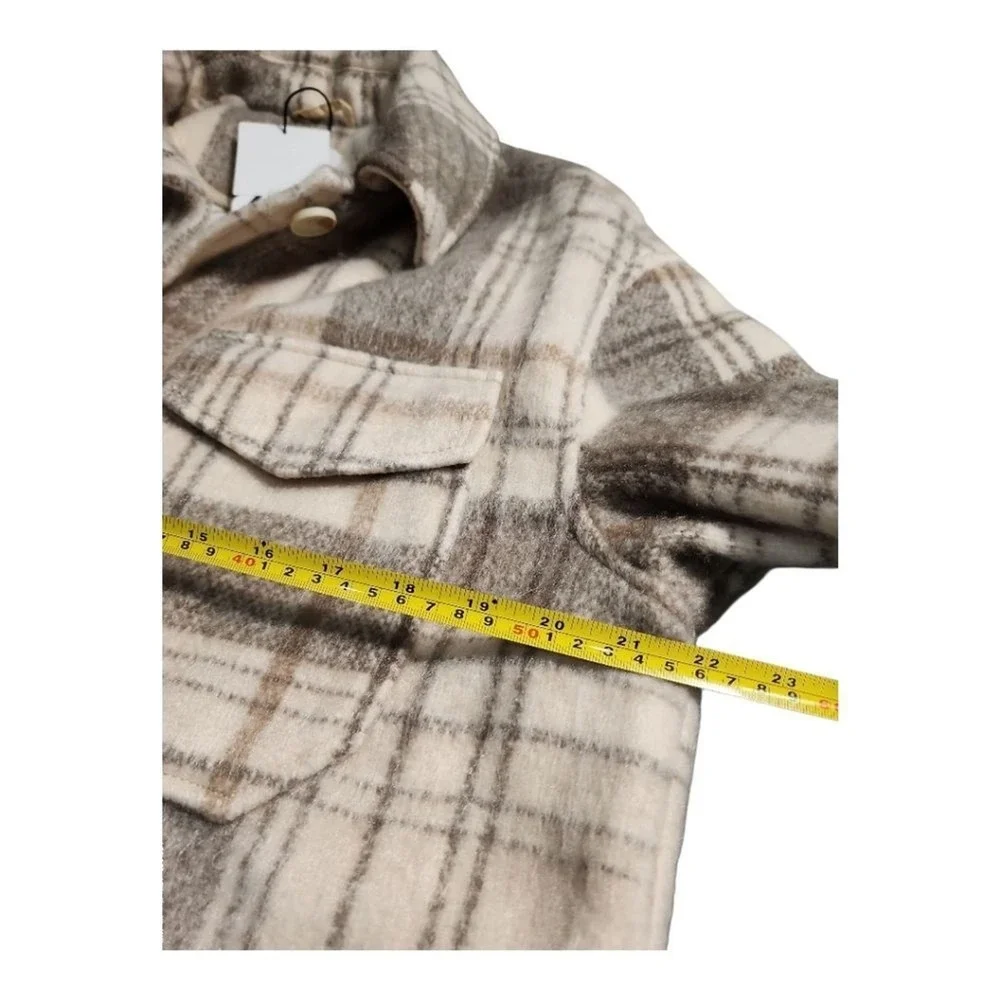 Zara Plaid Shacket Women XS Tan Oversized Flannel 3811/040/450 - Picture 5 of 9